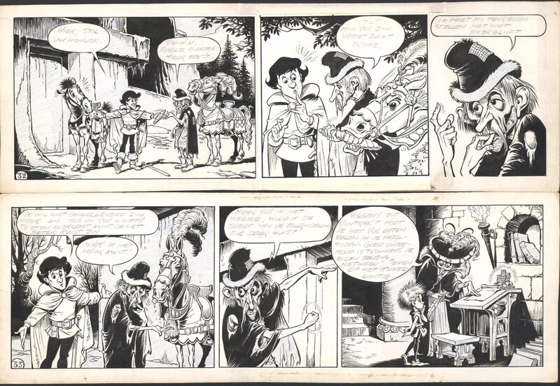 Piet Wijn, The Sword in the Stone - strip 32 + 33 - Planche originale