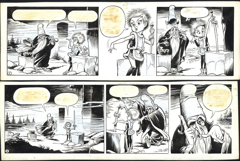 Piet Wijn, The Sword in the Stone - strip 7 + 8 - Planche originale