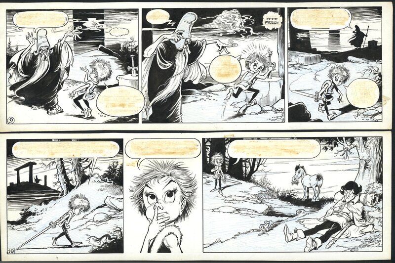 Piet Wijn, The Sword in the Stone - strip 9 + 10 - Planche originale