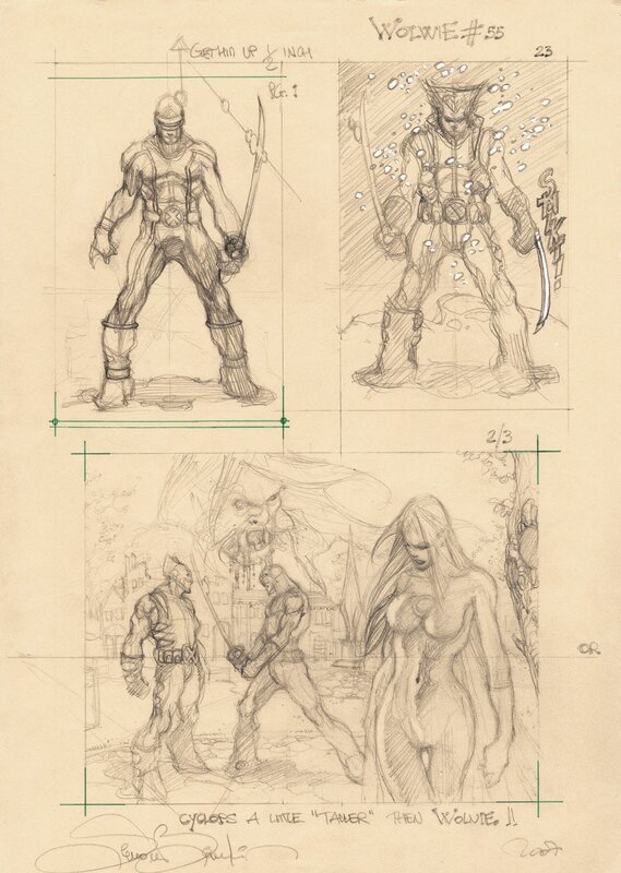 Simone Bianchi, Wolverine 55 p 1 2/3 prelims Cyclops Sabretooth White Queen - Œuvre originale