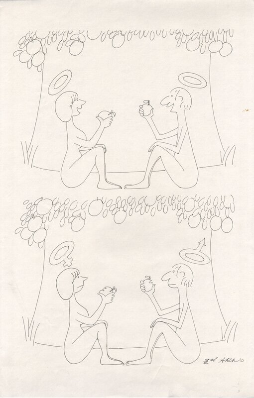Adam and Eve by Ed Arno - Original Illustration
