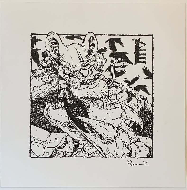 Petersen David - Mouse Guard - Merek 9th Black Axe vs Crab - Original Illustration