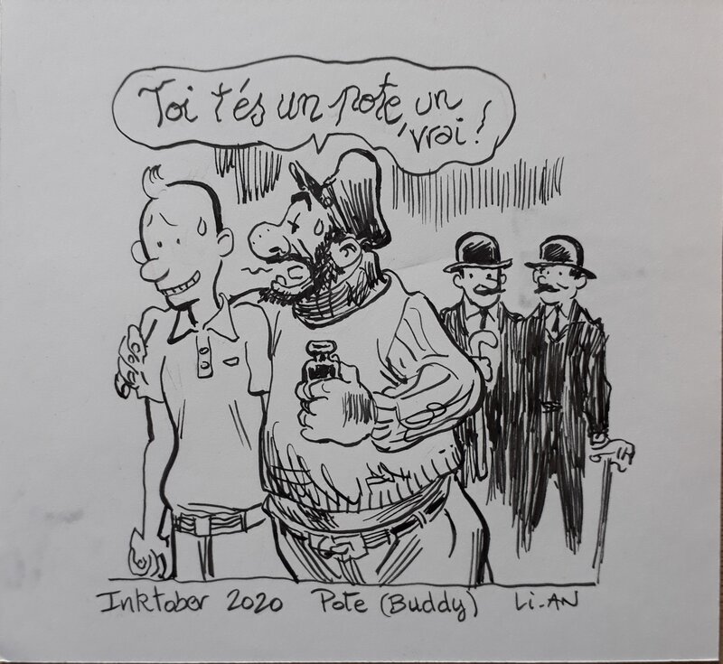Pote (buddy) par Li-An, Hergé - Illustration originale