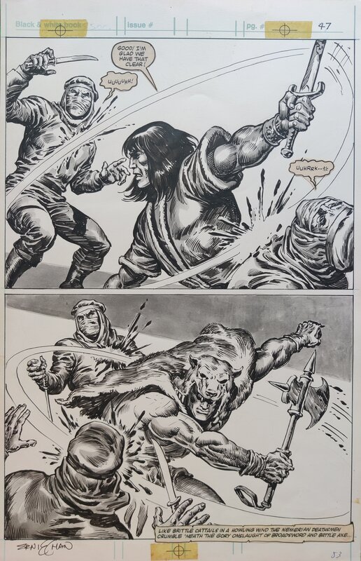 Val Mayerik, Ernie Chan, Savage Sword of Conan - Double Half Splash - Planche originale