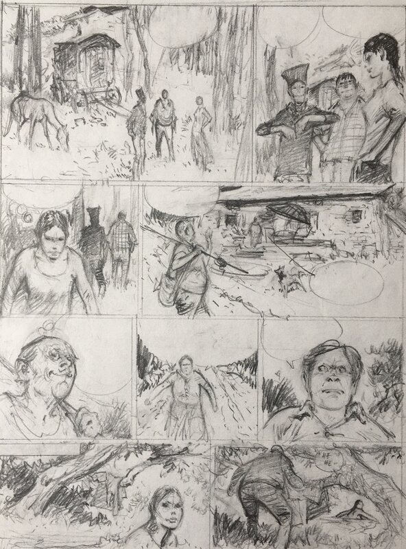 René Follet, Yvan Delporte, Les Zingari . Planches préparatoires pour Maison de campagne - Œuvre originale