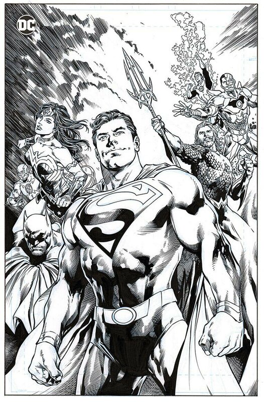 En vente - Superman JLA Justice League - Inkwell Awards - Keith Williams - Illustration originale