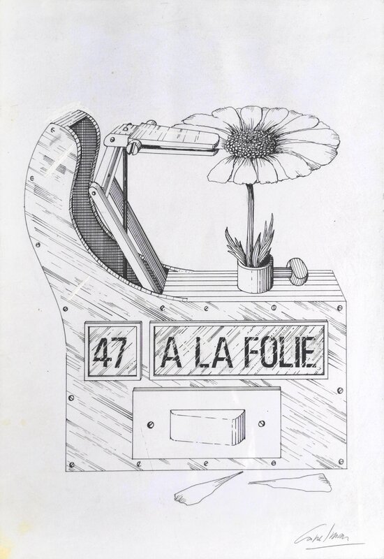 Jacques Carelman, Machine à effeuiller les marguerites - Original Illustration