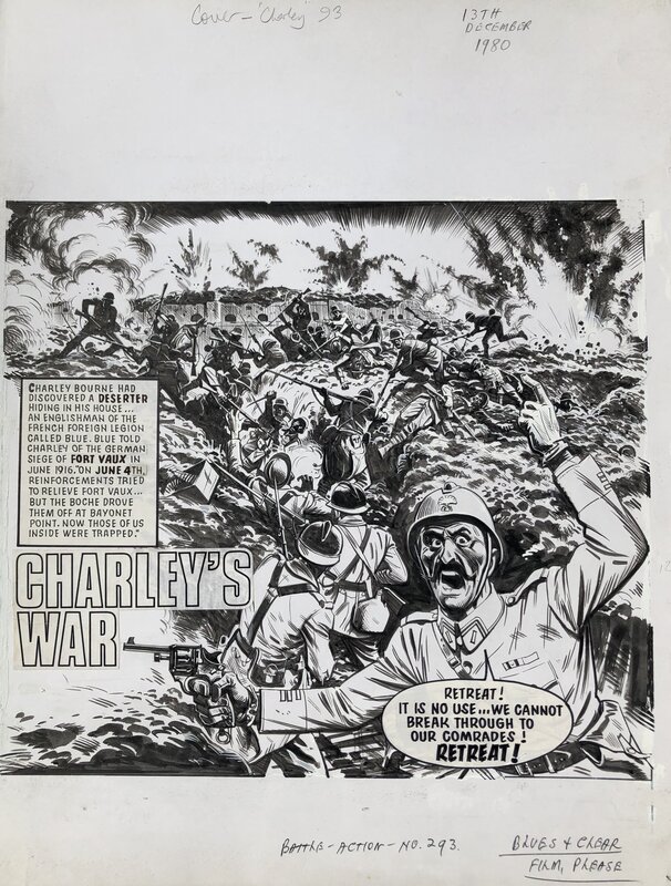 Joe Colquhoun, Pat Mills, Cover Charley's War - Battle for Fort Vaux (Verdun) - Original Cover