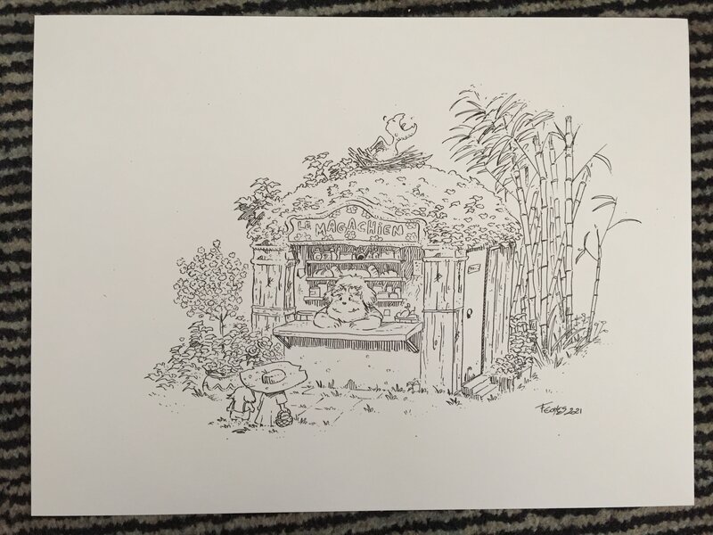 For sale - Le magachien by François Gomès - Original Illustration