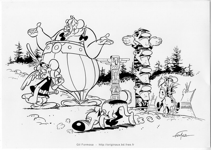 Gil Formosa, ASTERIX, LUCKY LUKE, DALTON Hommage - Planche originale