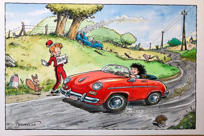 Jan Bosschaert, Hommage à Spirou - Sam - Illustration originale