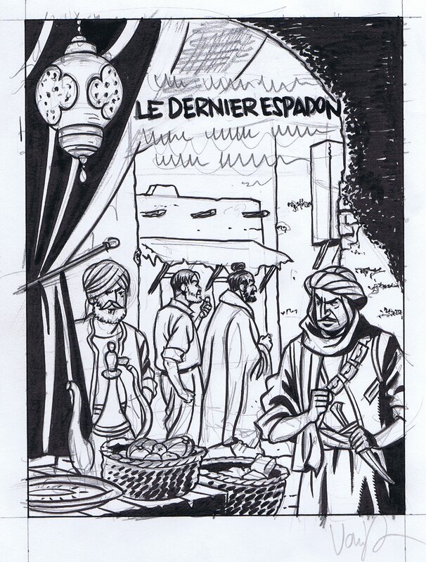 Van Dongen - Blake et Mortimer - Projet de couverture - Le dernier Espadon - Planche originale