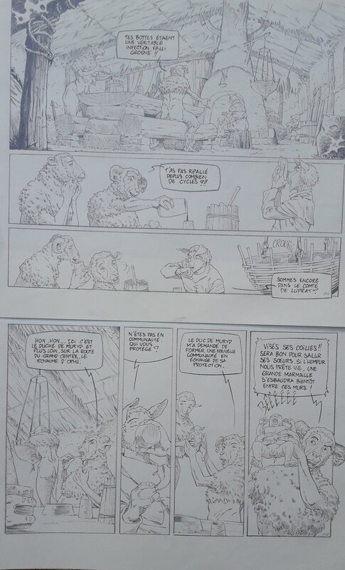 En vente - Olivier Roman, Pierre Bordage, Les fables de l'Humpur - Planche originale