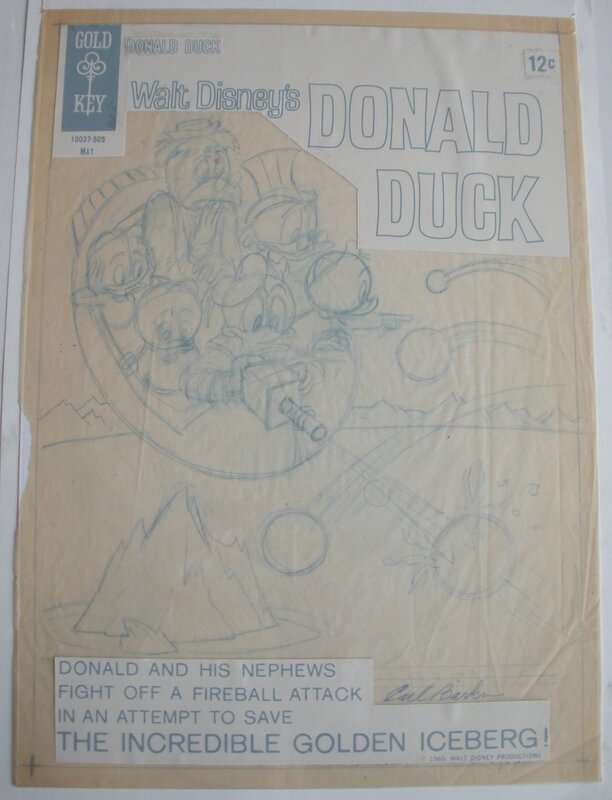 Carl BARKS, original pencil cover for the Gold Key publ. - Couverture originale