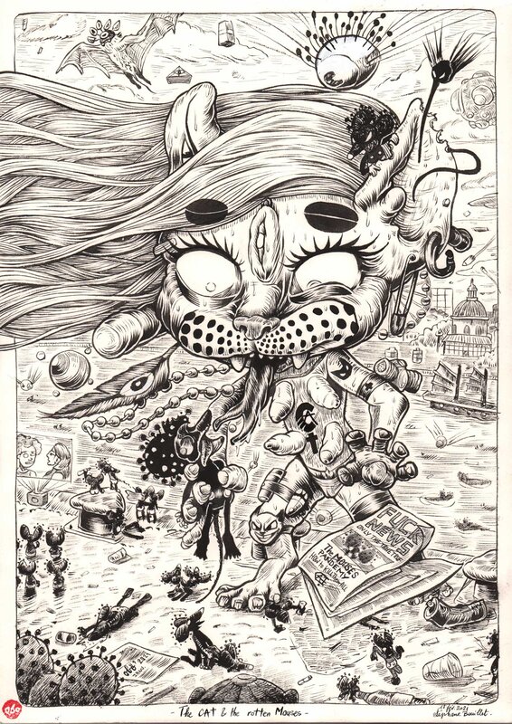 Stéphane Bouillet, The Cat and the rotten Mouses - Illustration originale