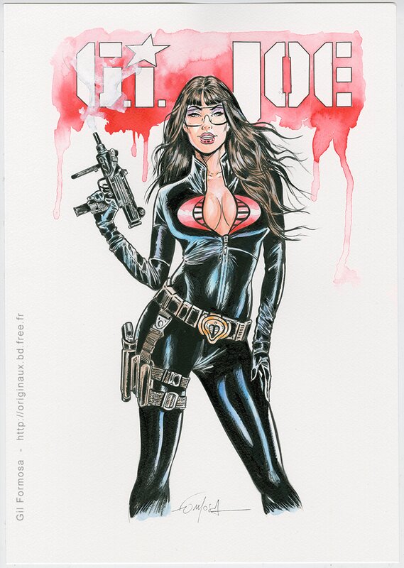 En vente - Gil Formosa, The BARONESS Pin Up et Uzi - Illustration originale