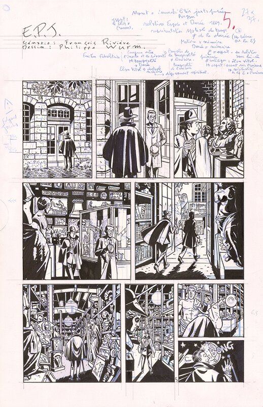 Philippe Wurm, Francois Rivière, Edgar P.Jacobs - Le rêveur d´ apocalypses page - Planche originale