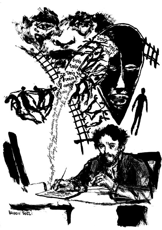 For sale - Albert Londres by Edmond Baudoin - Original Illustration
