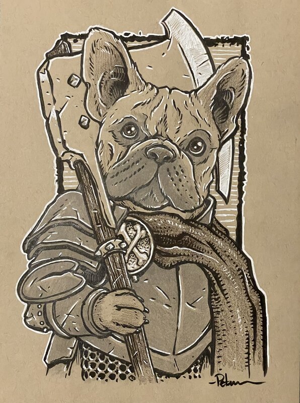 Guerrier Bouledogue by David Petersen - Original art