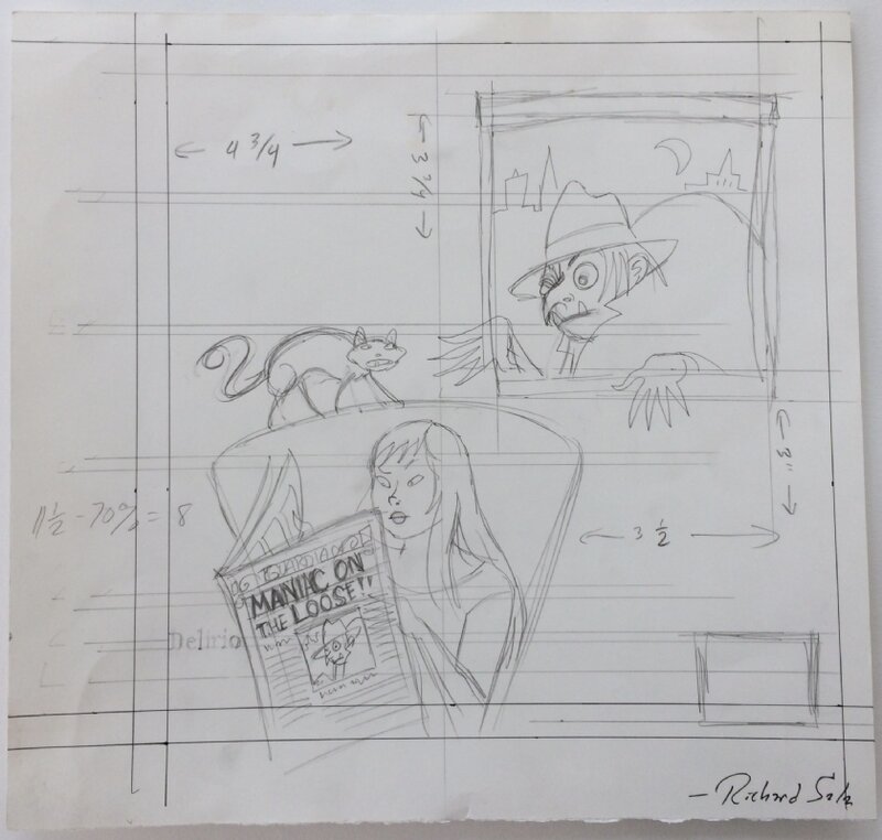 Richard Sala - Maniac Killer Strikes Again - back cover prelim - Original art