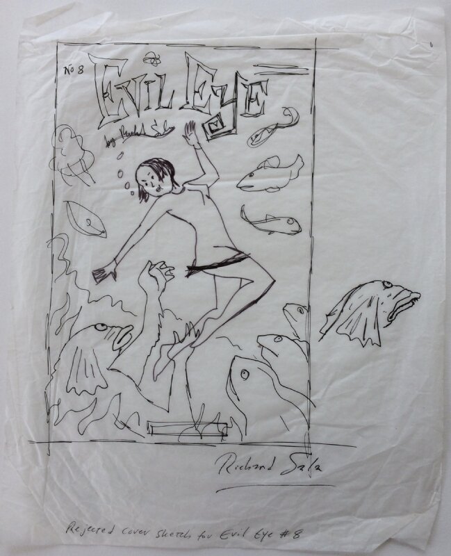Richard Sala - Rejected cover sketch for Evil Eye #8 - Original art