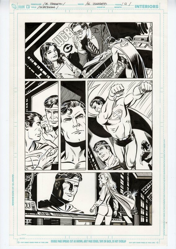 Eduardo Barreto, DC Retroactive #1 interior page with Superman & Supergirl - Planche originale