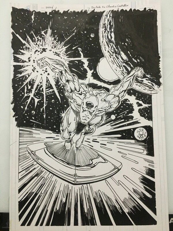 unknown, Surfer d'Argent/Silver Surfer d'après Claudio Castellini - Original Illustration