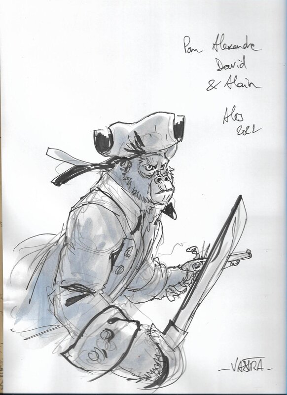 Sébastien Vastra, John Silver, dédicace sur le tome 3 de Jim Hawkins - Sketch