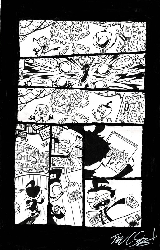 Fred C. Stresing, Invader Zim #33 Zim l'envahisseur ft Dib Membrane & GIR - ONI Press - Planche originale