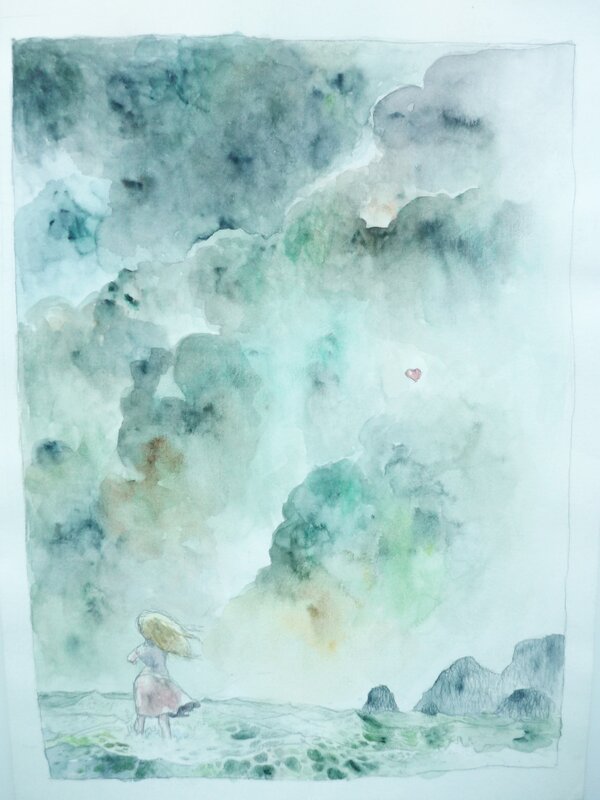 En vente - Tony Sandoval, Coeur dans les Nuages - Illustration originale