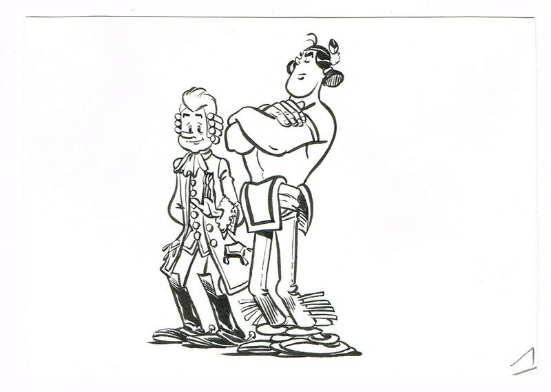 Albert UDERZO (et Marcel?) Oumpah pah - Illustration originale