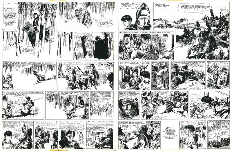 Dino Battaglia, Robert Louis Stevenson, La Flèche Noire . p. 30 et 31 . - Planche originale