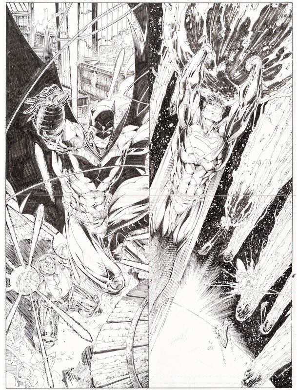 Brett Booth, Norm Rapmund, Batman : Superman - T5 p.2-3 - Planche originale