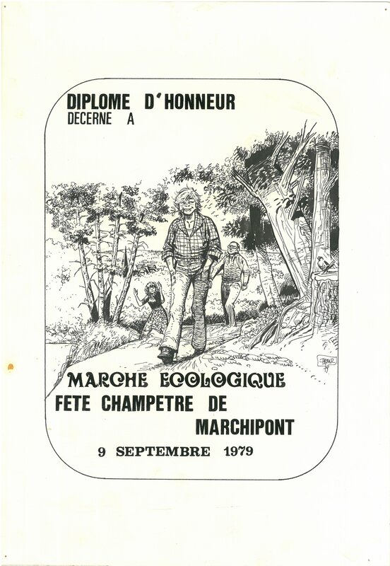 Franz, Diplôme d'une marche à Marchipont - Illustration originale