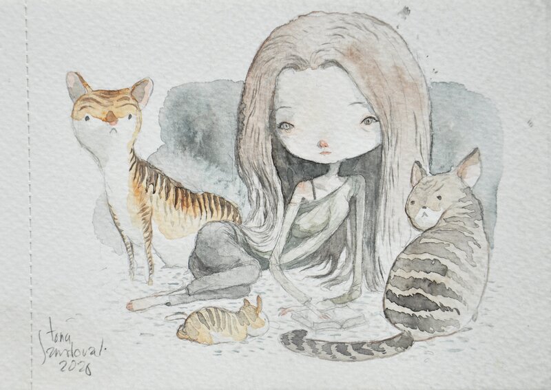 The Cats Girl 2020 by Tony Sandoval - Original Illustration