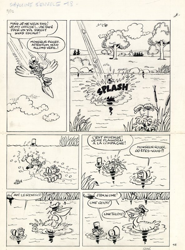 Sibylline S'ENVOLE par Raymond Macherot - Planche originale