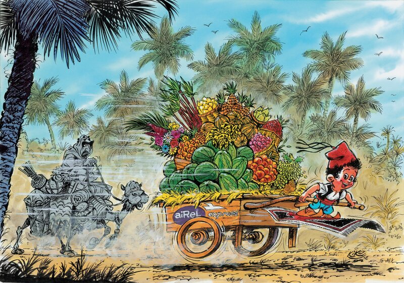 Kiko, Les grands chemins avec fruit - Original Illustration