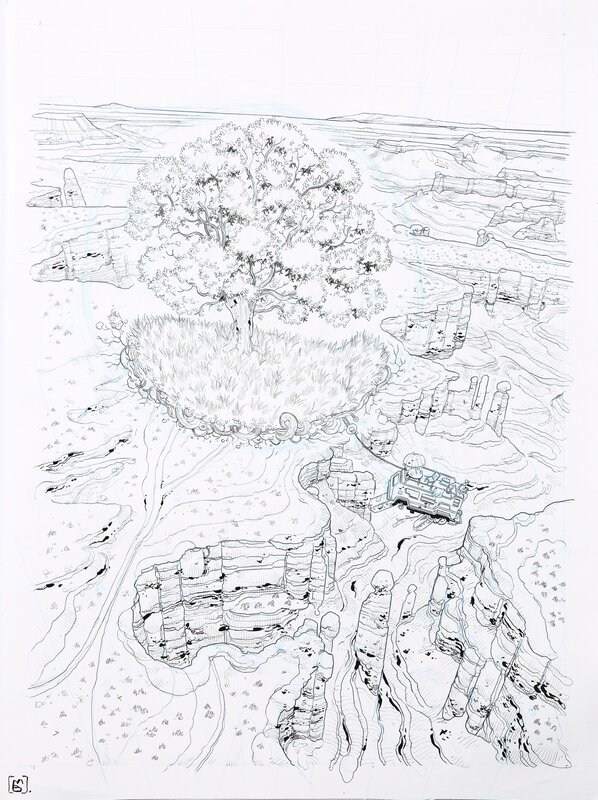 For sale - Mathieu Bablet, Cover drawing, YGG Drasil #7 “Hommage to Moebius & Nature” - Original Cover