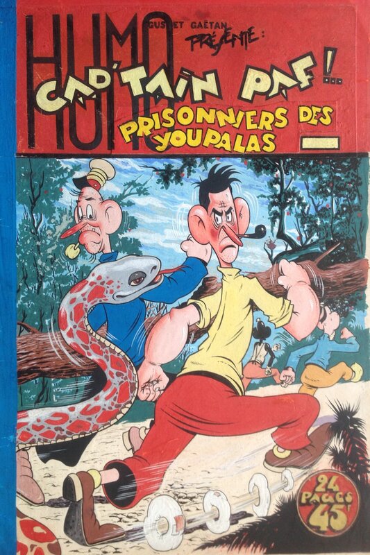 En vente - Chott Pierre Mouchot Cap'tain Paf ! .. 5 Prisonniers des Youpalas , Couverture Originale couleur directe 1952 ( très Calvo ) - Couverture originale