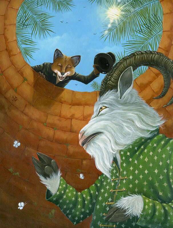 En vente Alexandre Honoré, Le renard et le bouc Planche originale