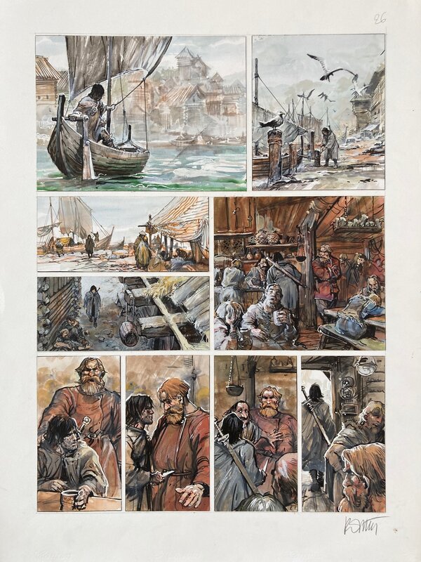 En vente - Grzegorz Rosinski, Thorgal - La Bataille d'Asgard - Planche 26 - Planche originale