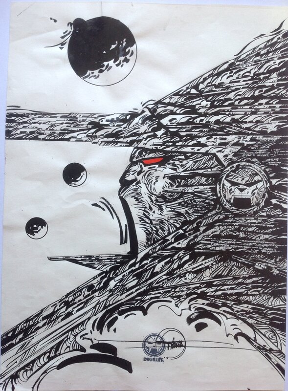 For sale - Druillet Guerrier Galactique MÉTAL HÉROS Encre de Chine illustration Planche Originale - Original Illustration