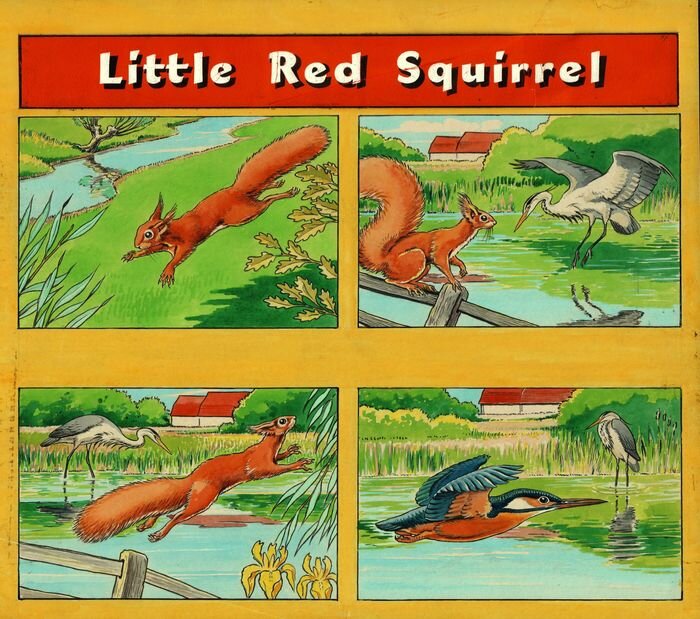 Little Red Squirrel by Henry A. Pettit - Original Illustration