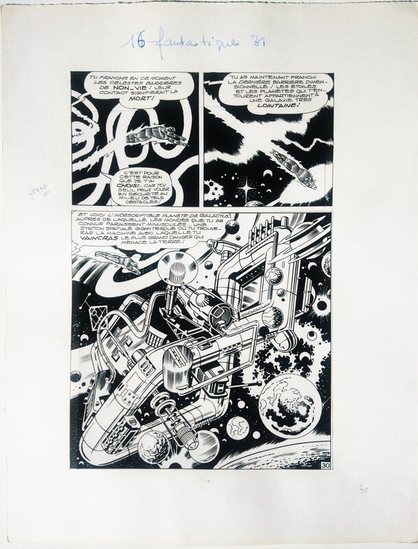 Jack Kirby, Planche de montage - Une aventure des Fantastiques- La saga du Surfer d'Argent. Page 30 - LUG 1973 - Original art