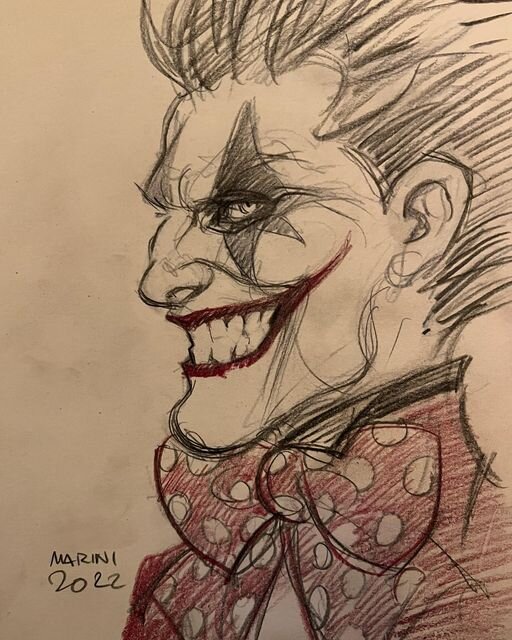 Enrico Marini, The Joker, version Buste. - Illustration originale