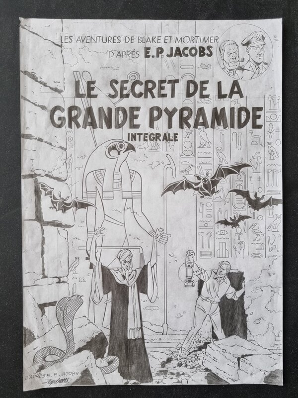 Slavisa Cirovic, Edgar Pierre Jacobs, Le secret de la grande pyramide  - Blake et Mortimer - projet de couverture - Illustration originale