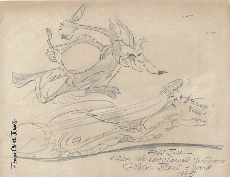 Wile E. Coyote and the Road Runner by Chuck Jones - Planche originale