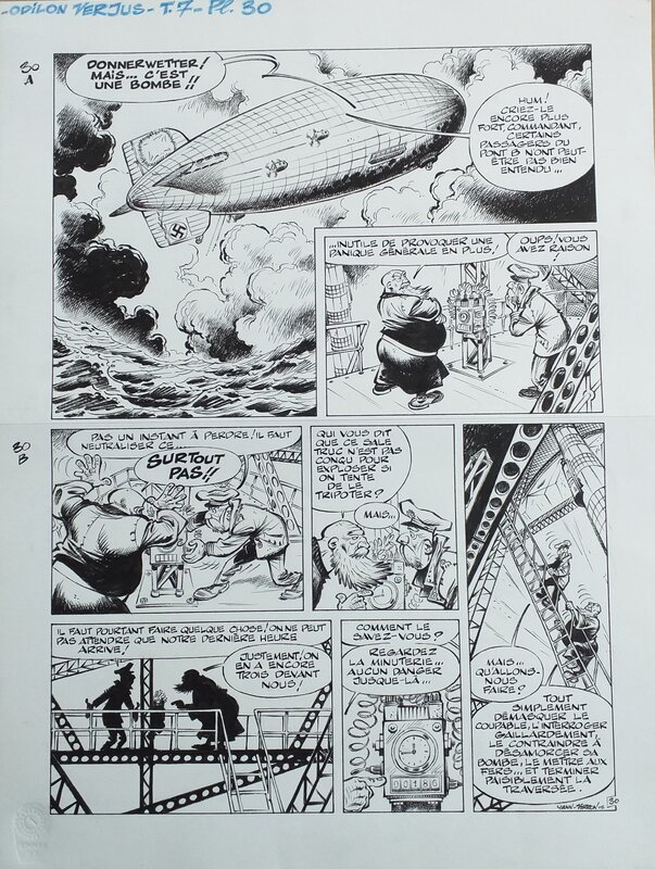For sale - Verron - Odilon Verjus - Folies Zeppelin - Tome 7 - planche 30 by Laurent Verron, Yann - Comic Strip