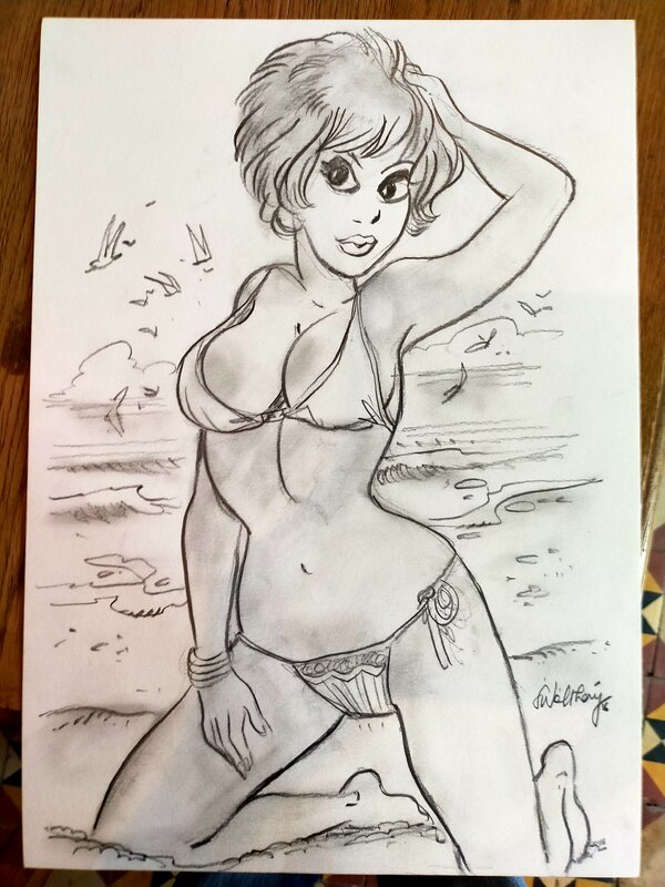 Natacha en maillot by François Walthéry - Original Illustration