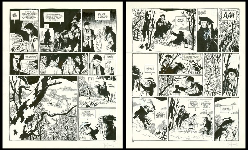 Matthieu Bonhomme, Fabien Vehlmann, 2003 - Le Marquis d'Anaon: Double page issue de La Vierge noire (Tome 2) - Comic Strip